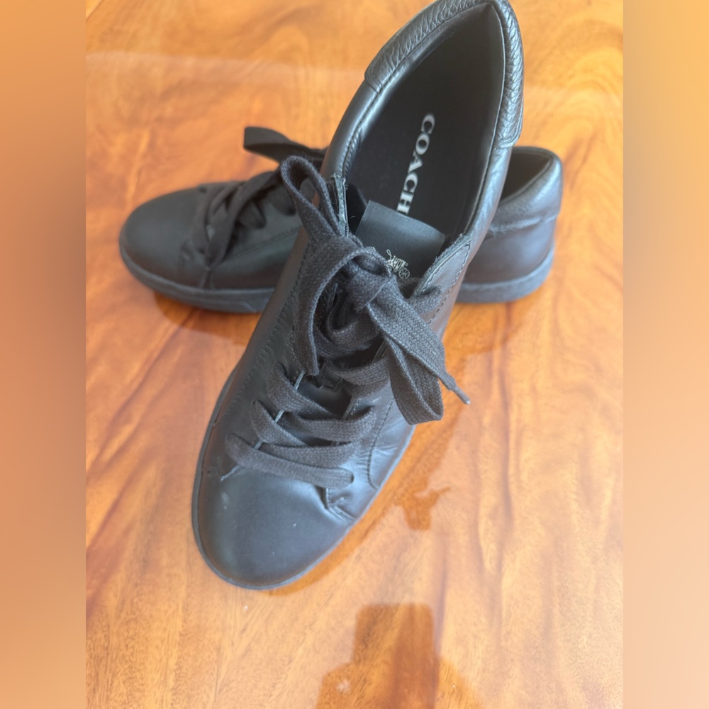 Men’s Coach ✔️Black Leather Lace-Up Sneakers new no box